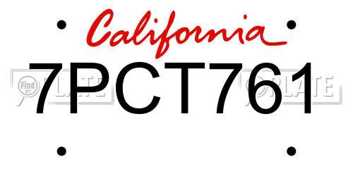 7PCT761 California License Plate