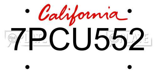 7PCU552 California License Plate
