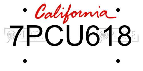 7PCU618 California License Plate