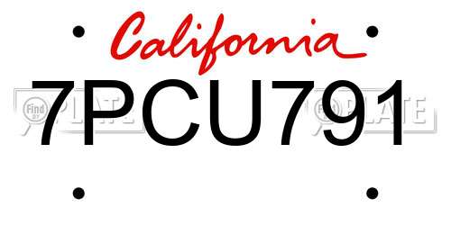 7PCU791 California License Plate