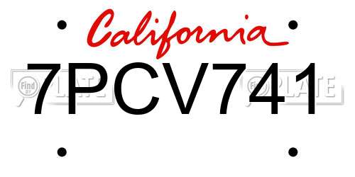 7PCV741 California License Plate