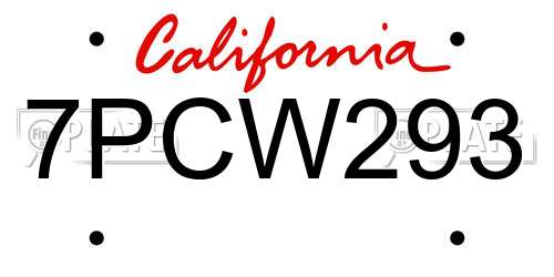 7PCW293 California License Plate