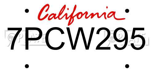 7PCW295 California License Plate