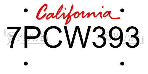 7PCW393 California License Plate