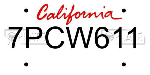 7PCW611 California License Plate