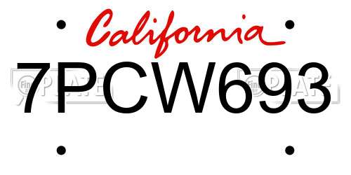 7PCW693 California License Plate