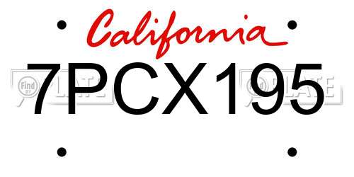 7PCX195 California License Plate