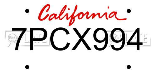 7PCX994 California License Plate
