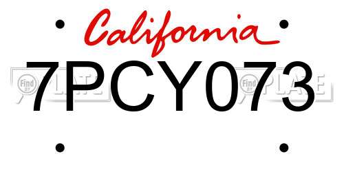 7PCY073 California License Plate