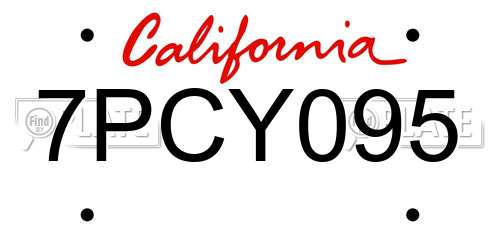 7PCY095 California License Plate