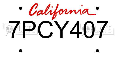 7PCY407 California License Plate