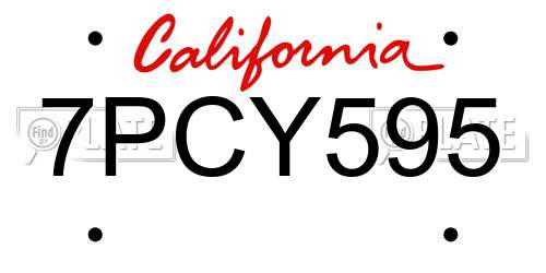 7PCY595 California License Plate