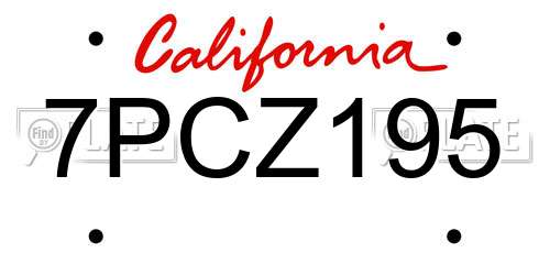 7PCZ195 California License Plate