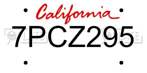 7PCZ295 California License Plate