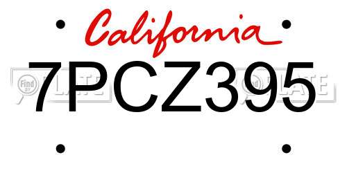 7PCZ395 California License Plate