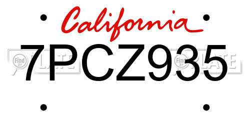 7PCZ935 California License Plate