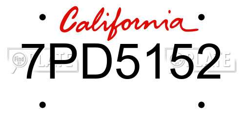 7PD5152 California License Plate