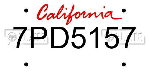 7PD5157 California License Plate