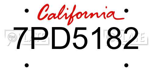 7PD5182 California License Plate