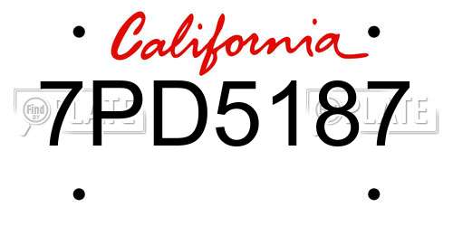7PD5187 California License Plate