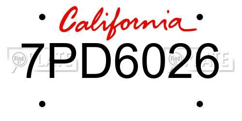 7PD6026 California License Plate