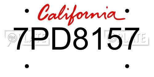 7PD8157 California License Plate