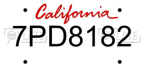 7PD8182 California License Plate