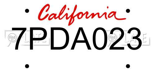 7PDA023 California License Plate