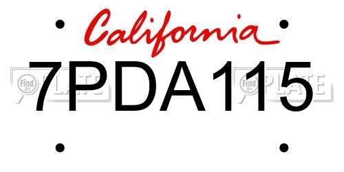 7PDA115 California License Plate
