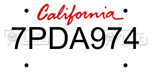 7PDA974 California License Plate
