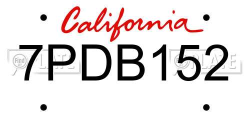 7PDB152 California License Plate