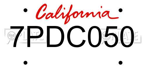 7PDC050 California License Plate