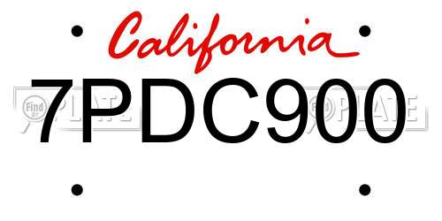 7PDC900 California License Plate