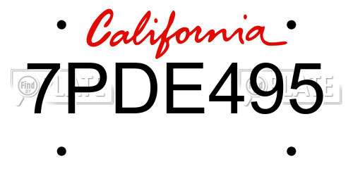 7PDE495 California License Plate