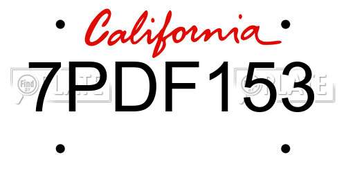 7PDF153 California License Plate