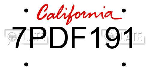 7PDF191 California License Plate