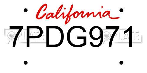 7PDG971 California License Plate