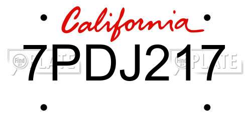 7PDJ217 California License Plate