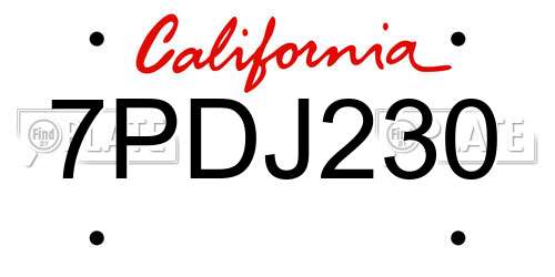 7PDJ230 California License Plate