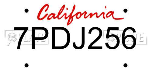 7PDJ256 California License Plate
