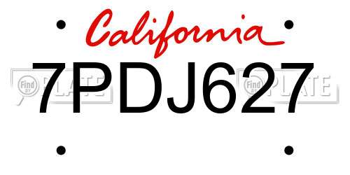 7PDJ627 California License Plate