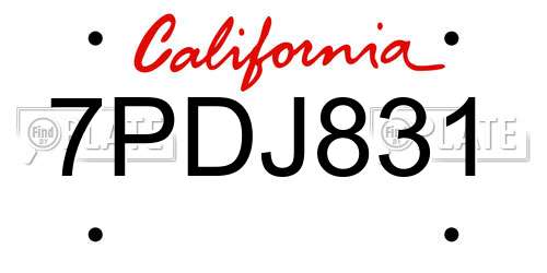 7PDJ831 California License Plate
