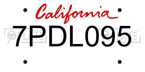 7PDL095 California License Plate