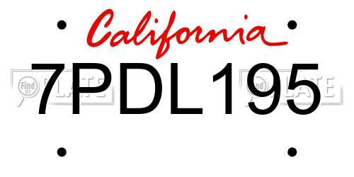 7PDL195 California License Plate