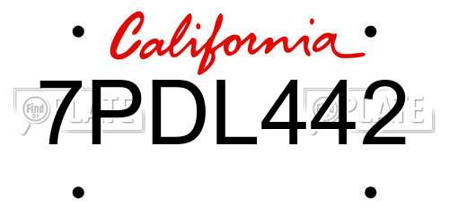 7PDL442 California License Plate