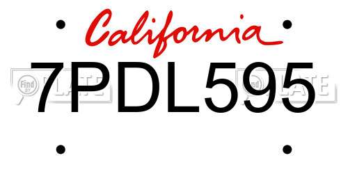 7PDL595 California License Plate