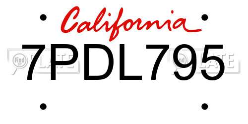 7PDL795 California License Plate