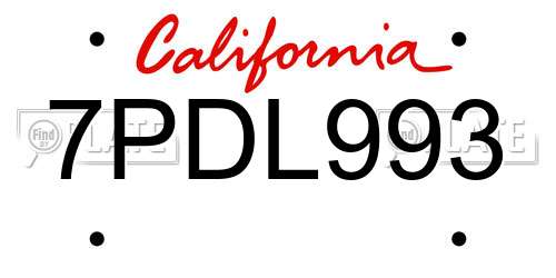 7PDL993 California License Plate