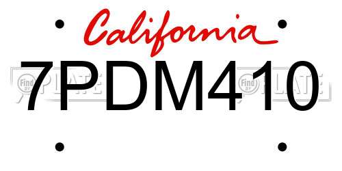 7PDM410 California License Plate