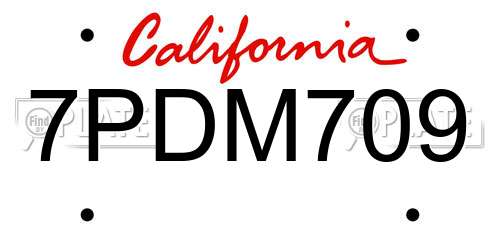 7PDM709 California License Plate